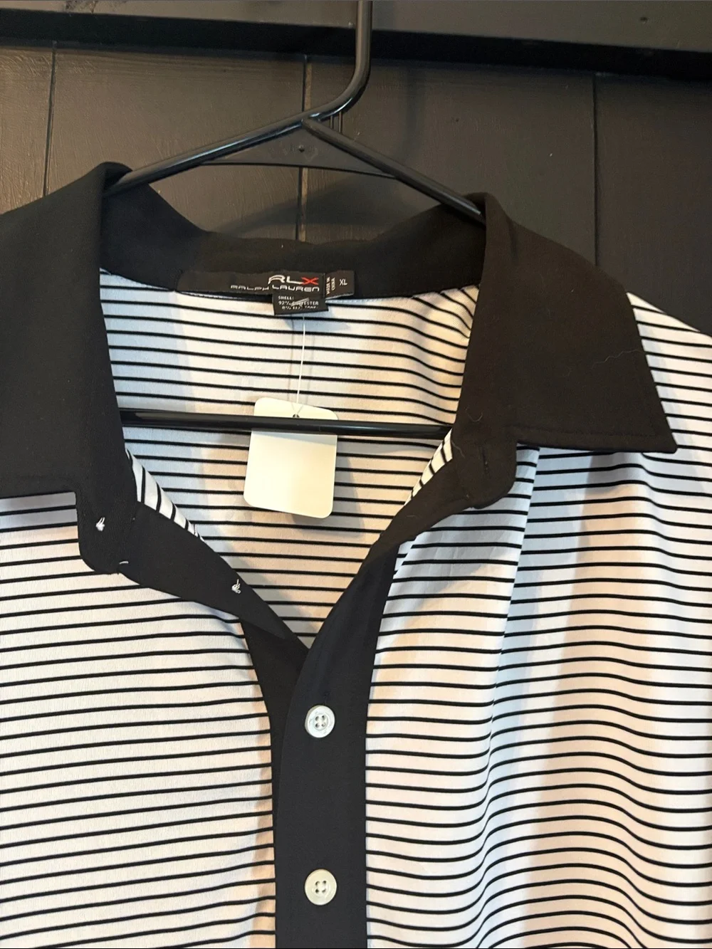 Ralph Lauren White Polo with Black Collar and Orange Sleeve Trim